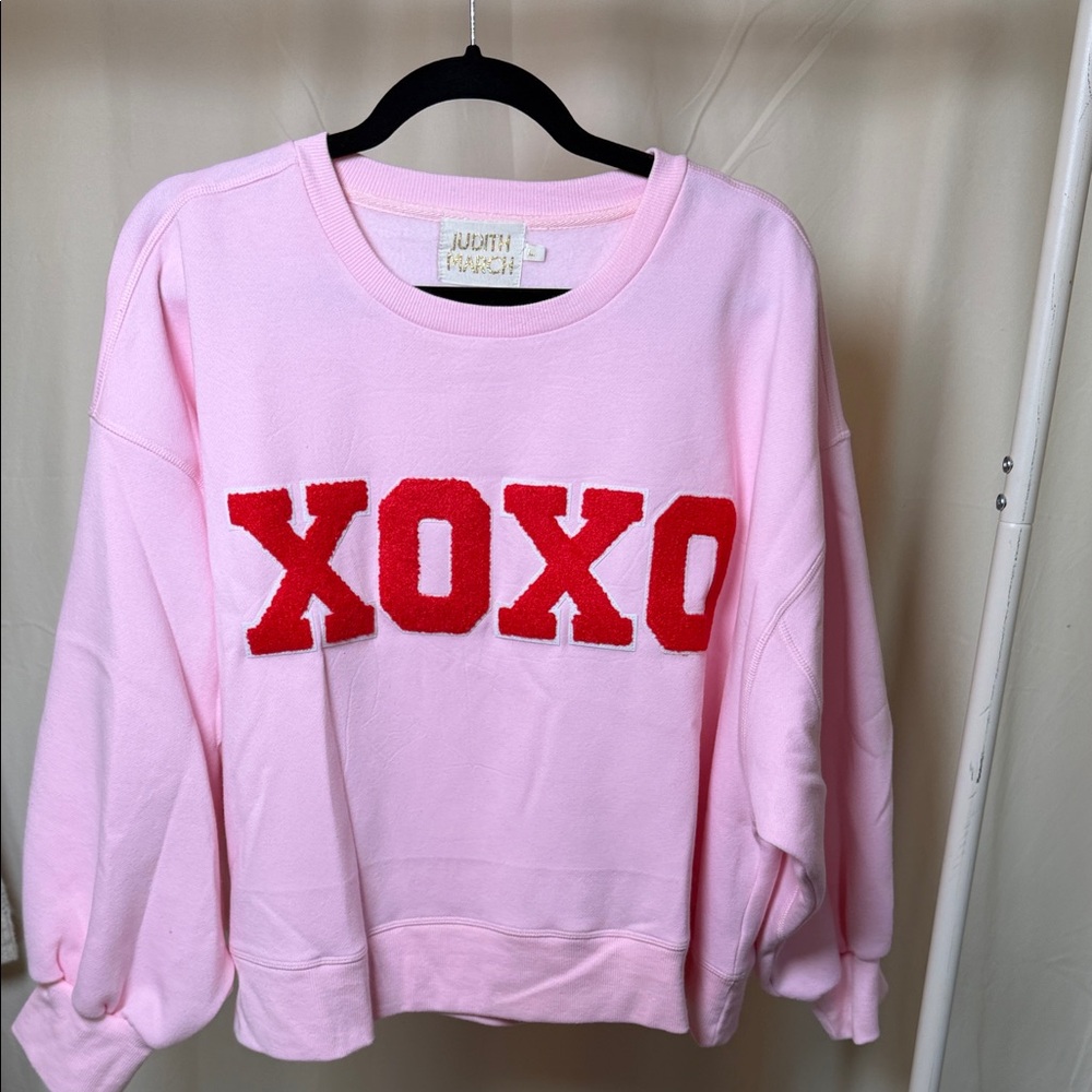 Judith March Pink Sweatshirt with Red XOXO